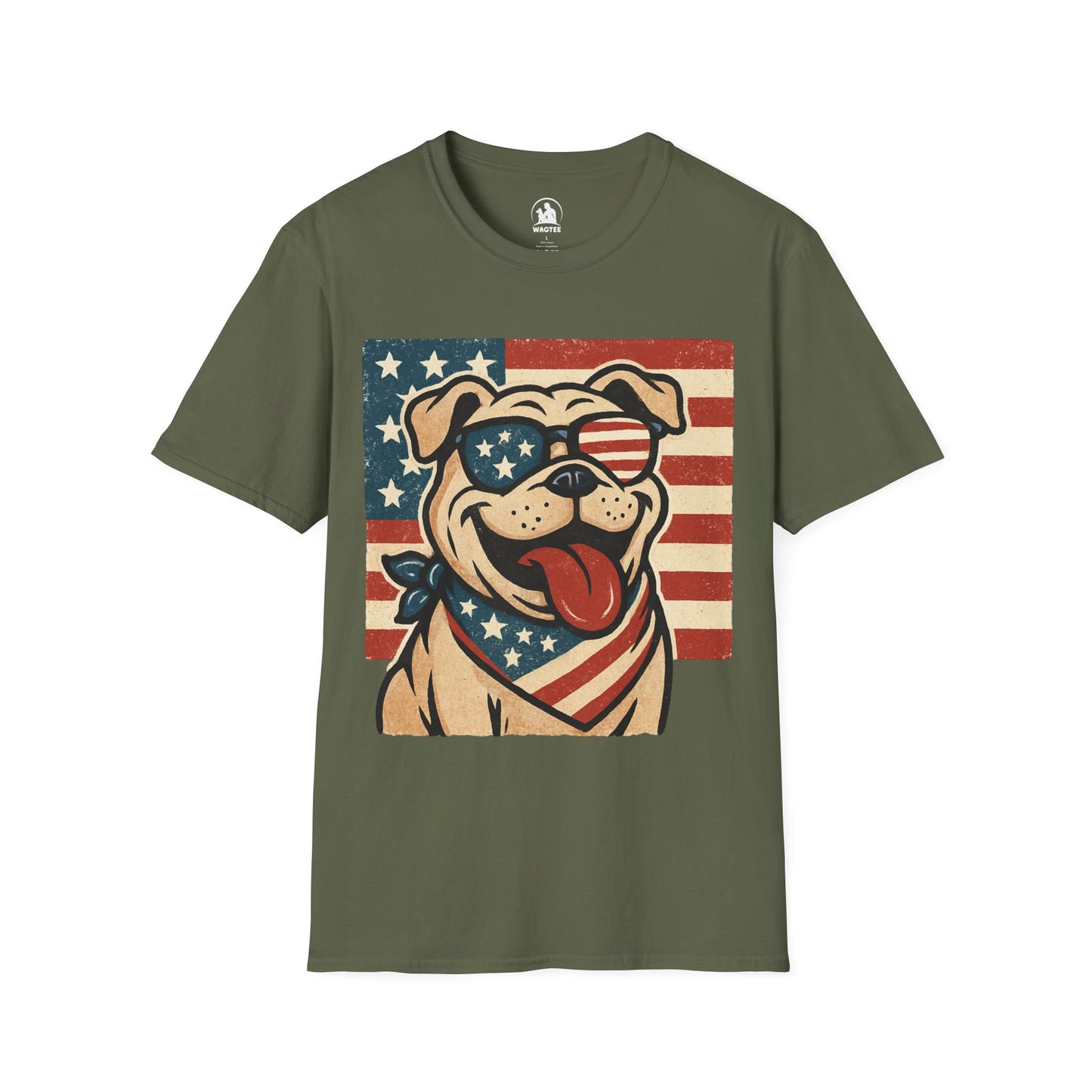Patriotic bulldog pup