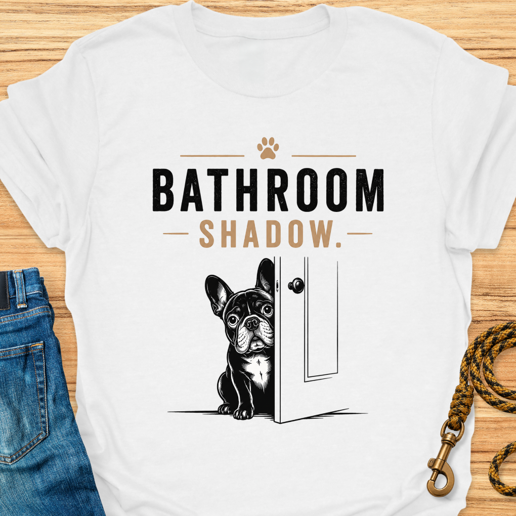 Frenchie bathroom shadow
