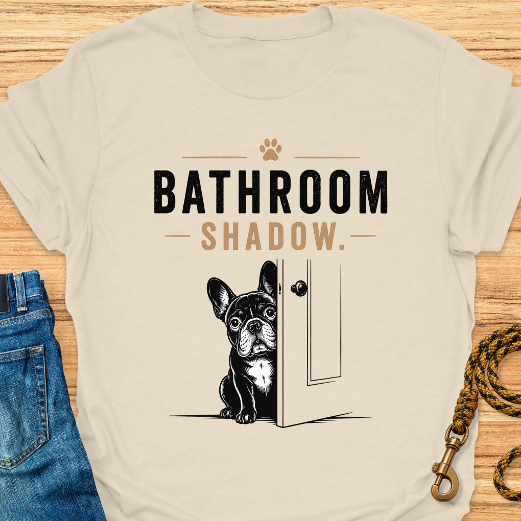 Frenchie bathroom shadow