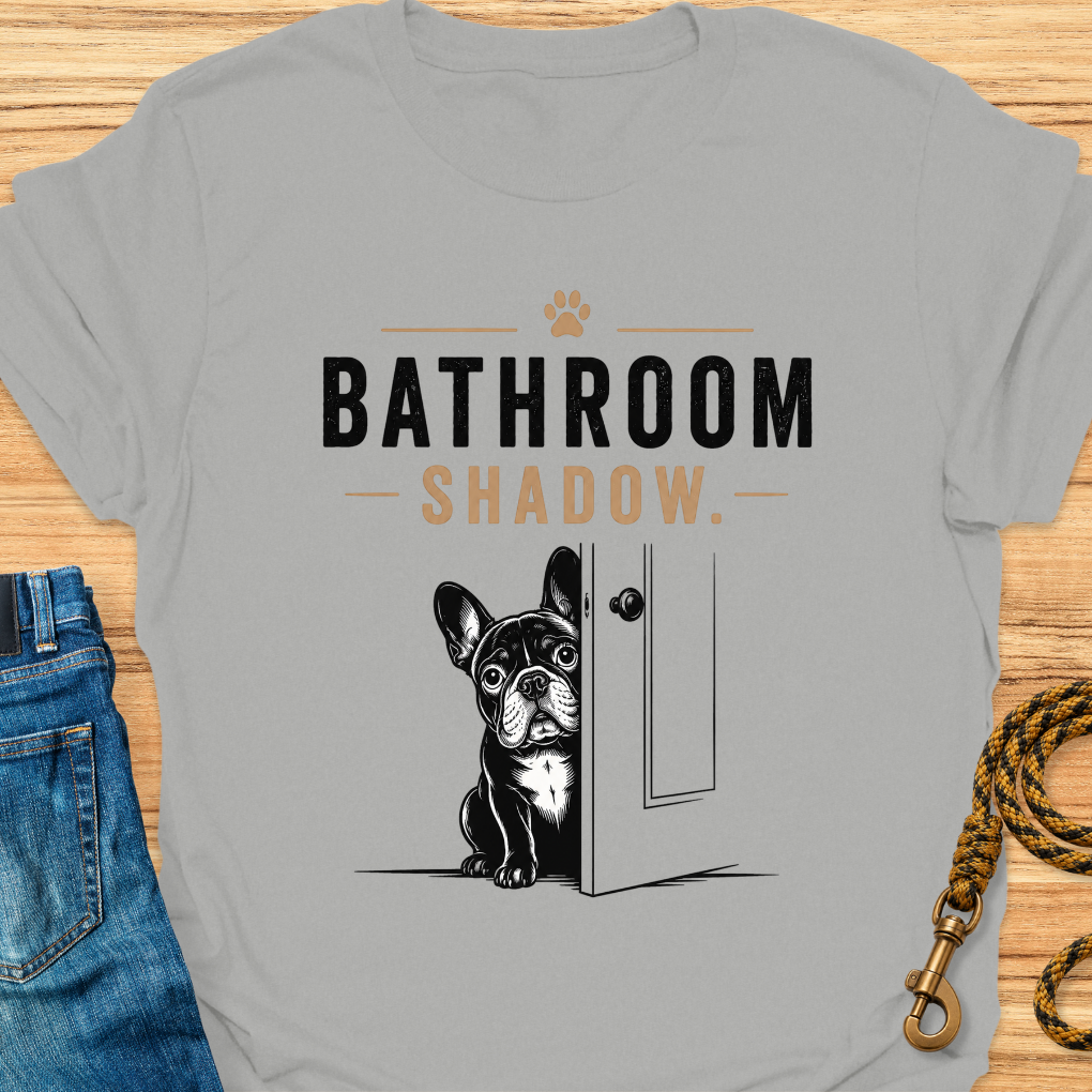 Frenchie bathroom shadow