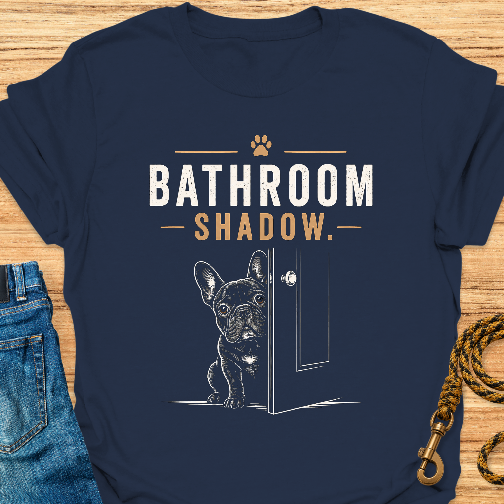 Frenchie bathroom shadow