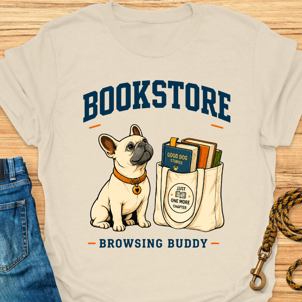 Frenchie bookstore buddy