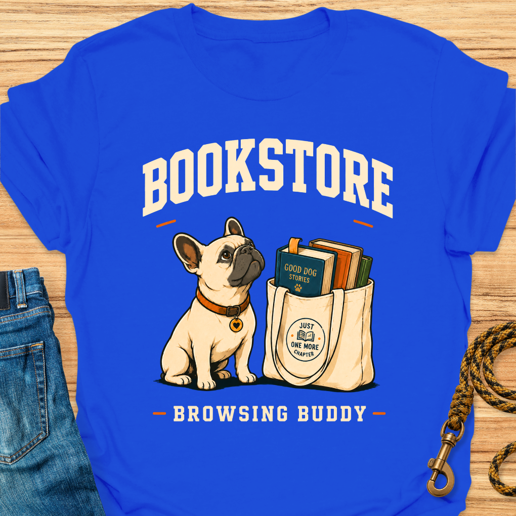 Frenchie bookstore buddy