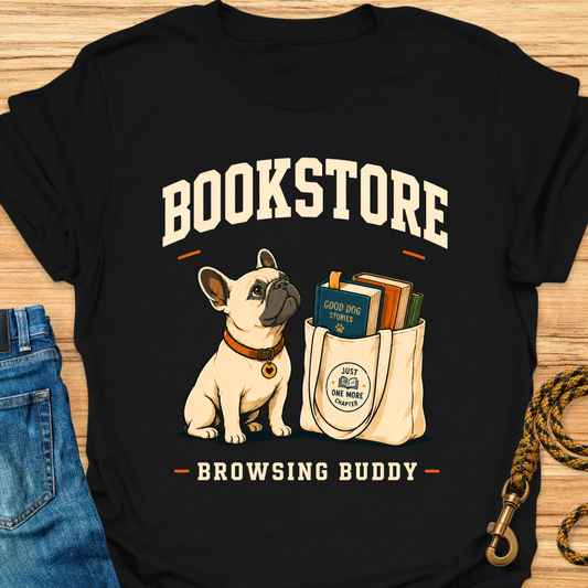 Frenchie bookstore buddy