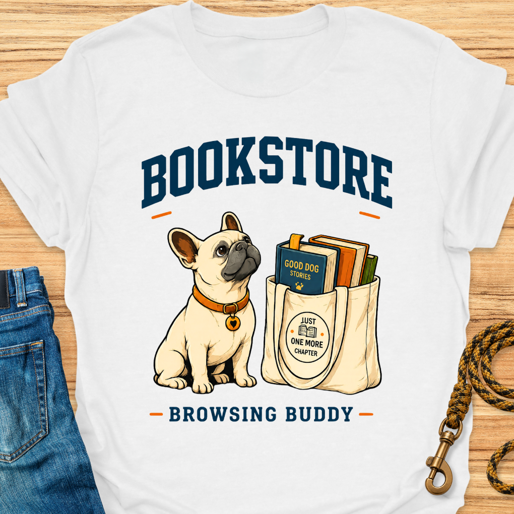 Frenchie bookstore buddy