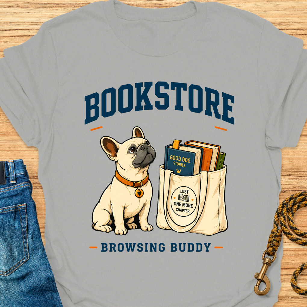 Frenchie bookstore buddy