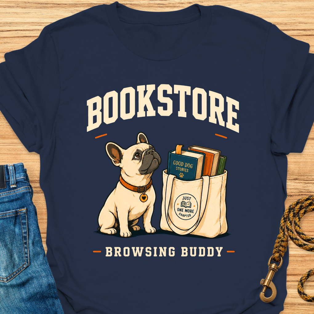 Frenchie bookstore buddy