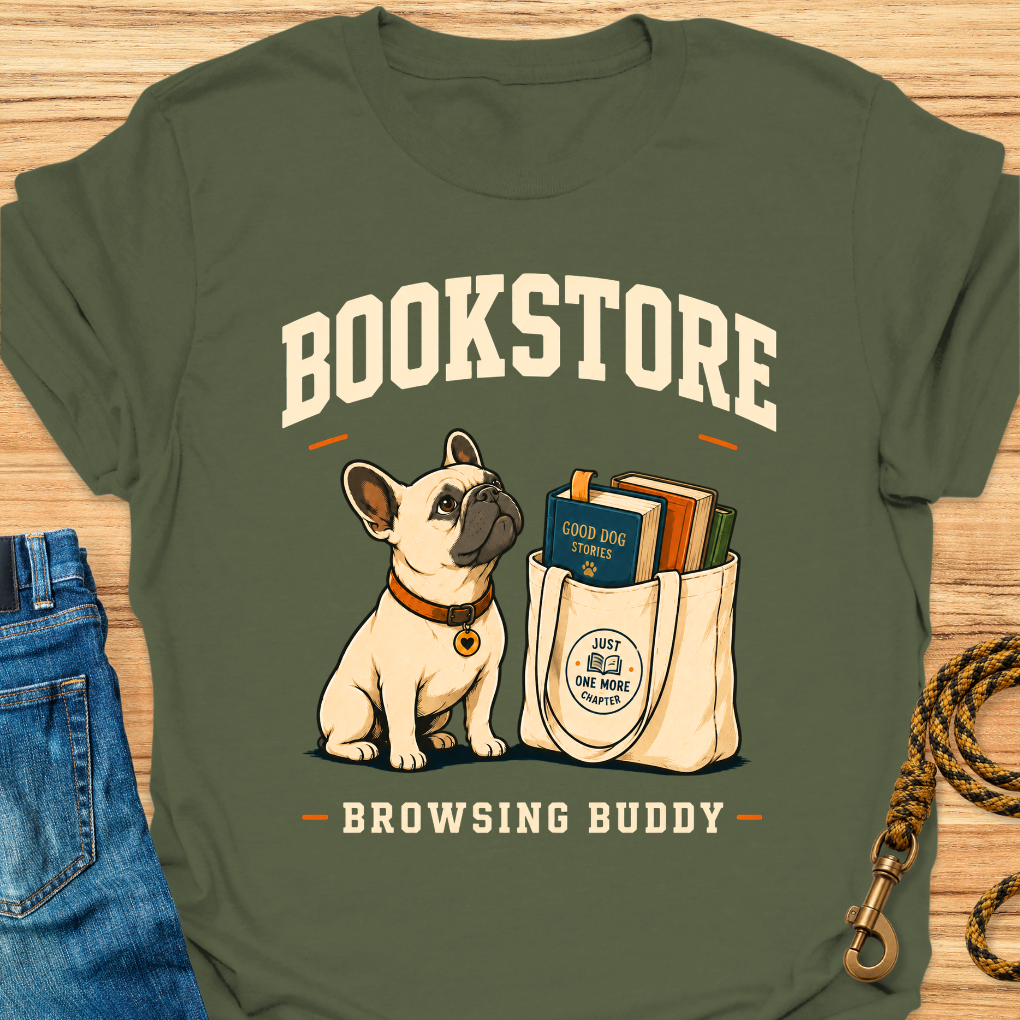 Frenchie bookstore buddy