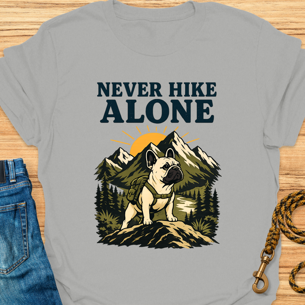 Frenchie never hike alone