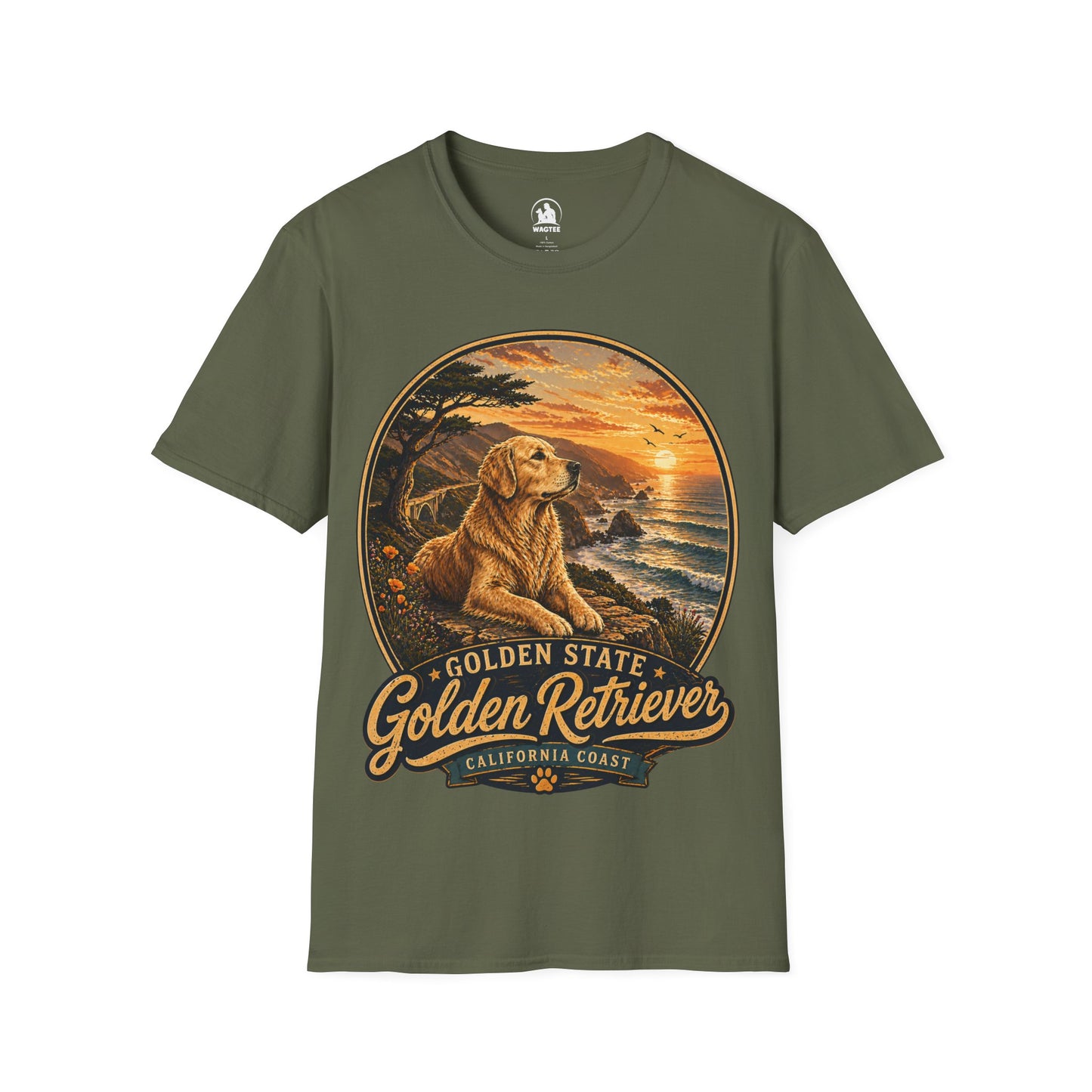 Golden state golden retriever California coast